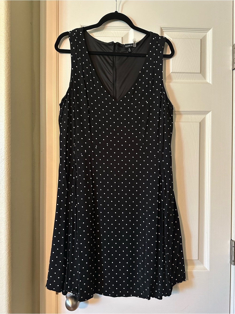 Black Polka Dot V-Neck Sleeveless Dress by Torrid